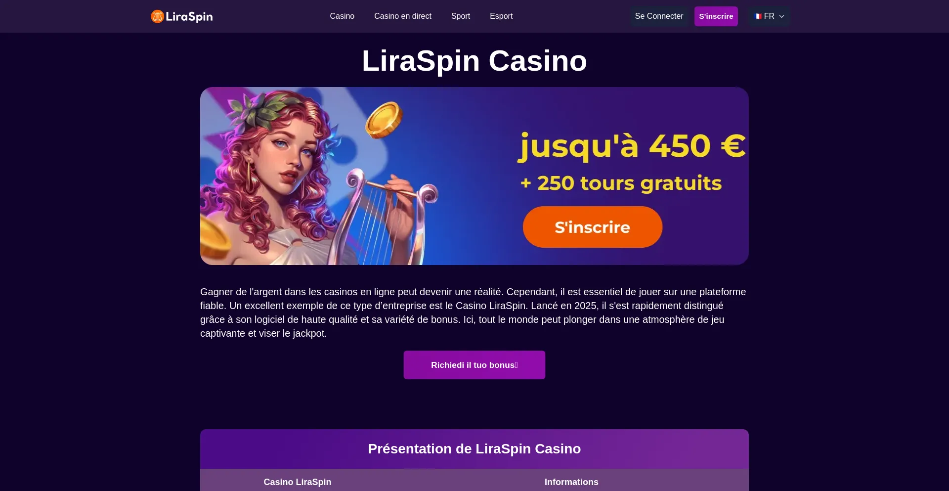 Website screenshot of Liraspin.fr