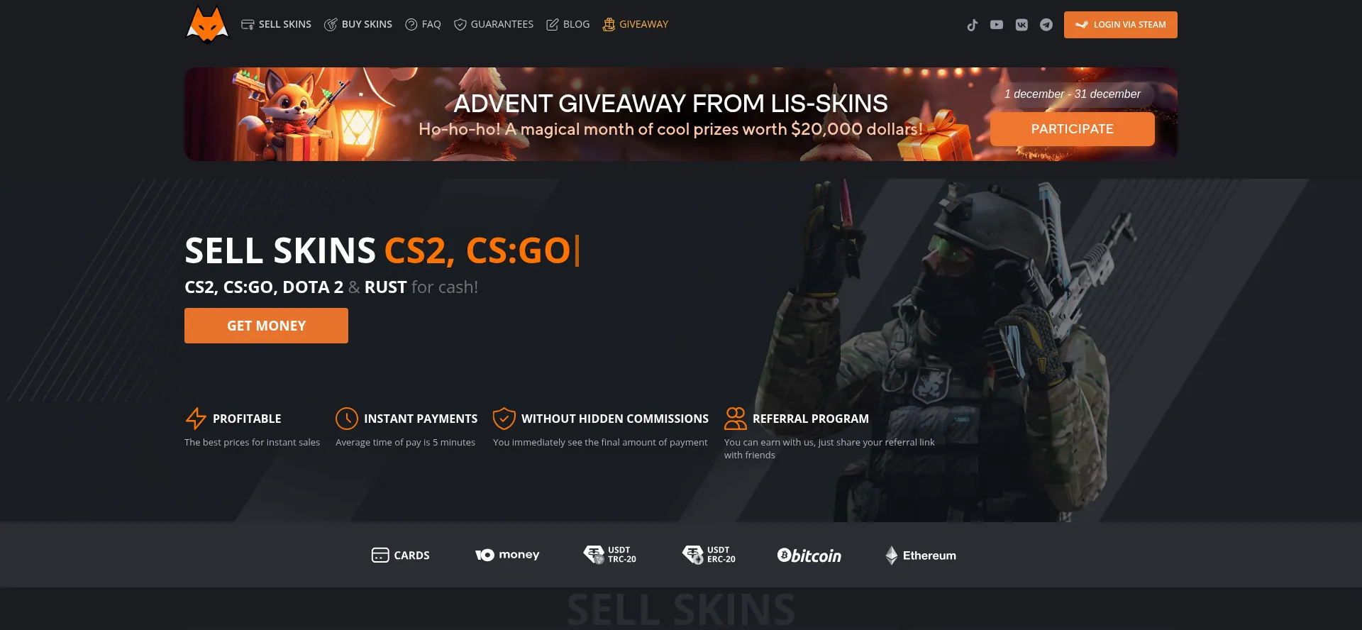 Website screenshot of Lis-skins.ru