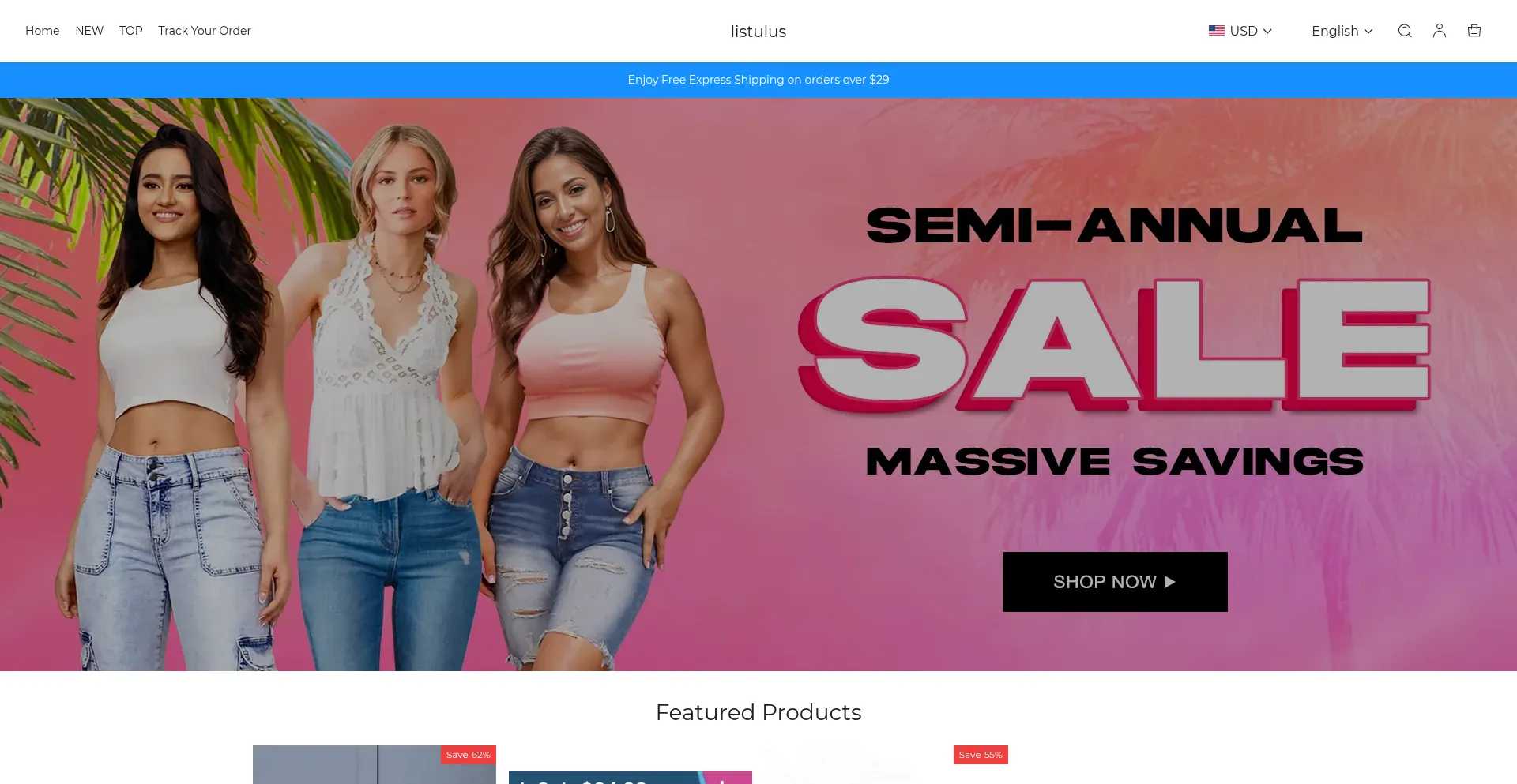 Website screenshot of Listulus.com