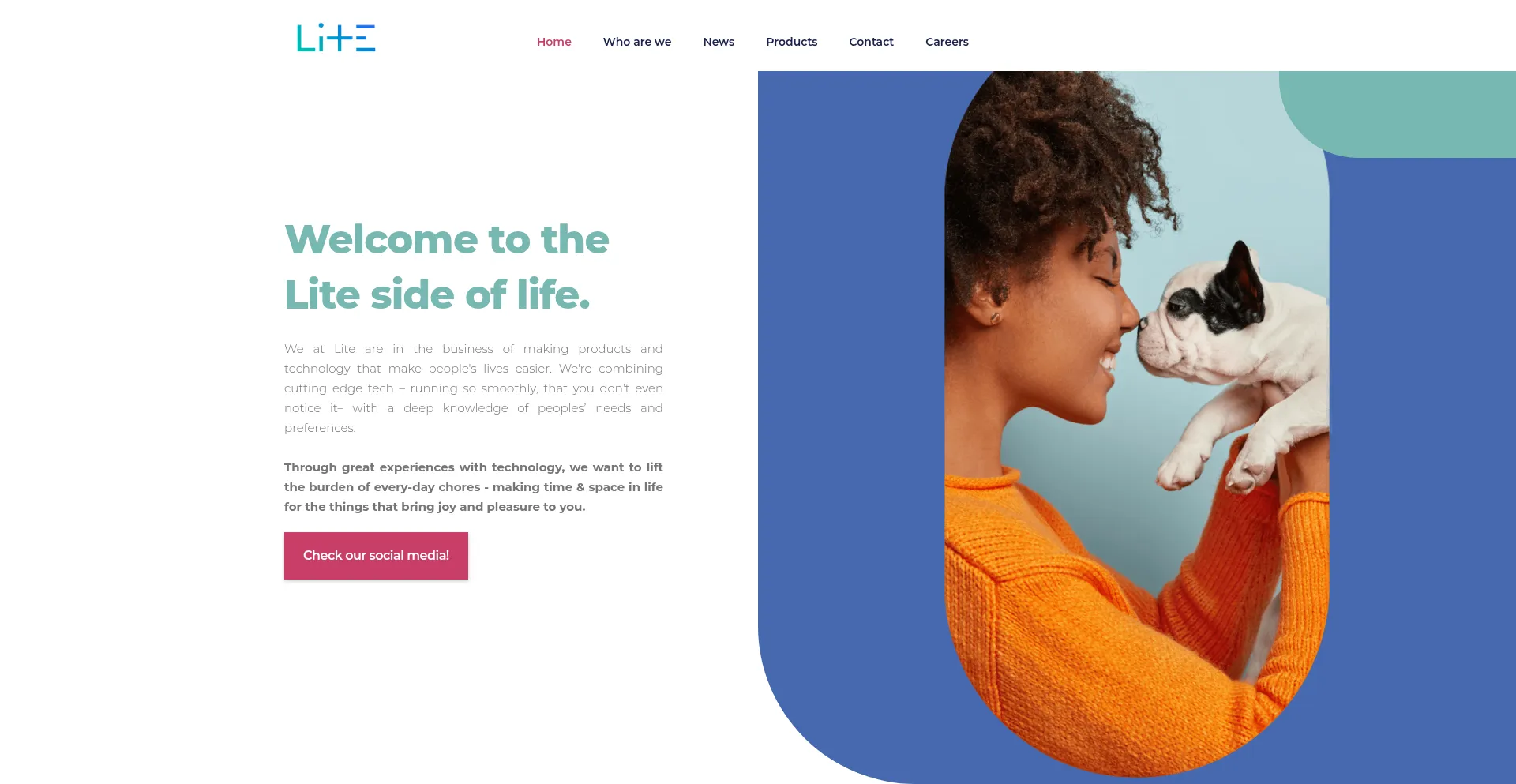 Website screenshot of Lite.tech