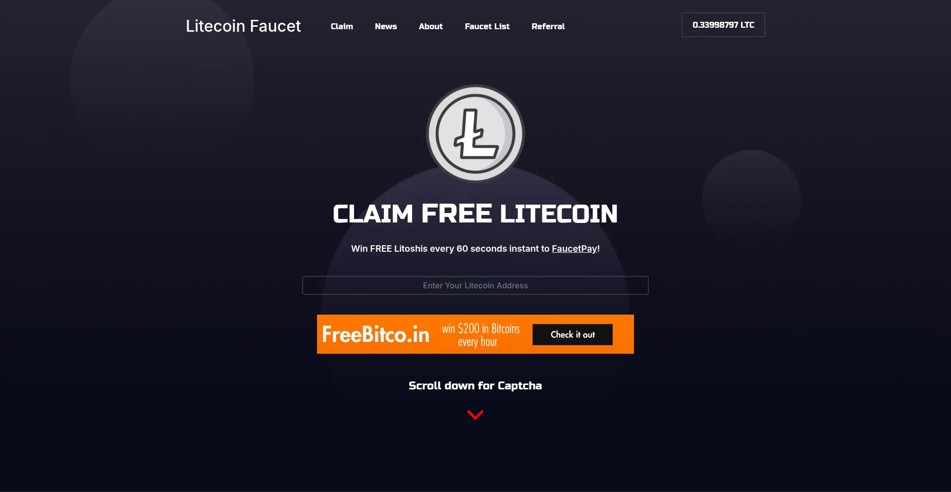 Litecoinfaucet.com Screenshot