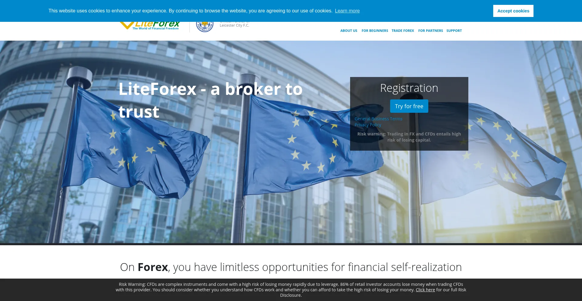 Website screenshot of Liteforex.eu