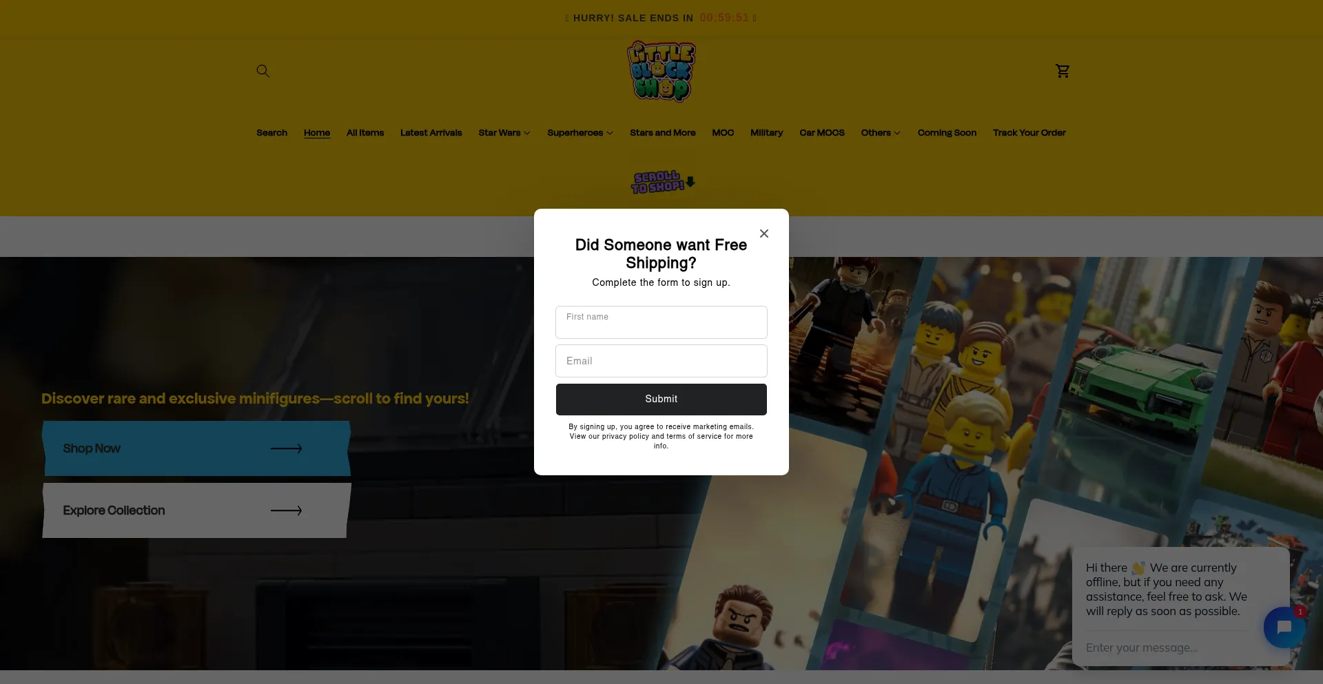 Website screenshot of Littleblockshop.co.uk