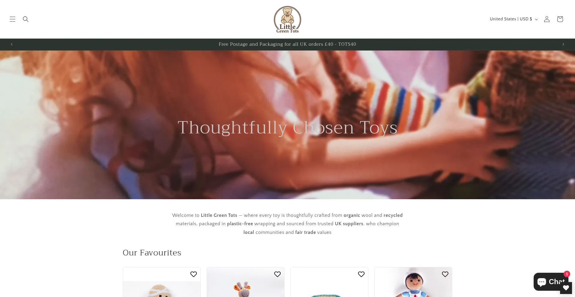 Website screenshot of Littlegreentots.co.uk