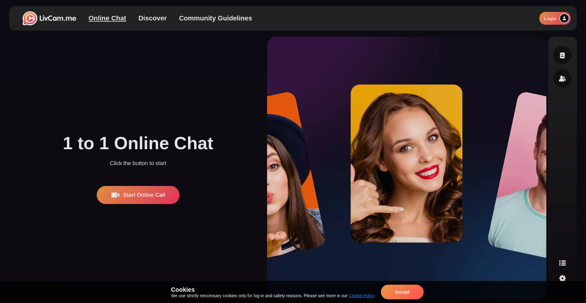Website screenshot of Livcam.me