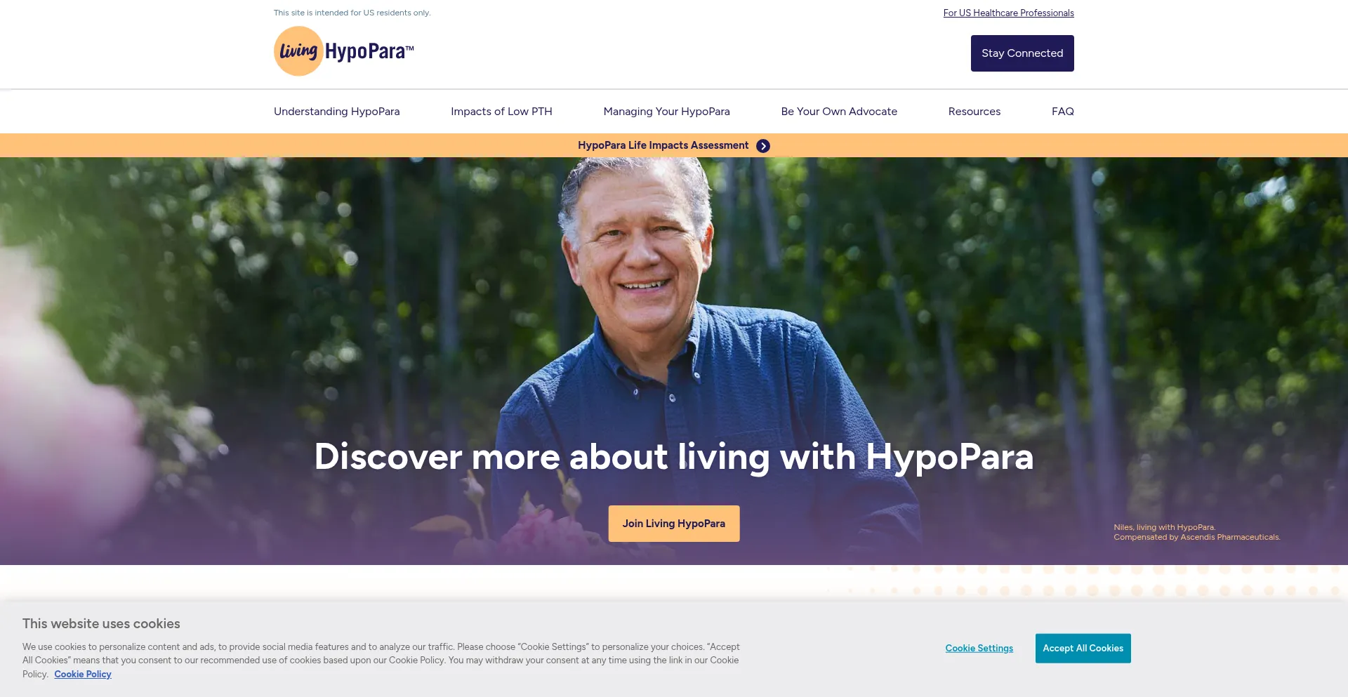 Website screenshot of Livinghypopara.com