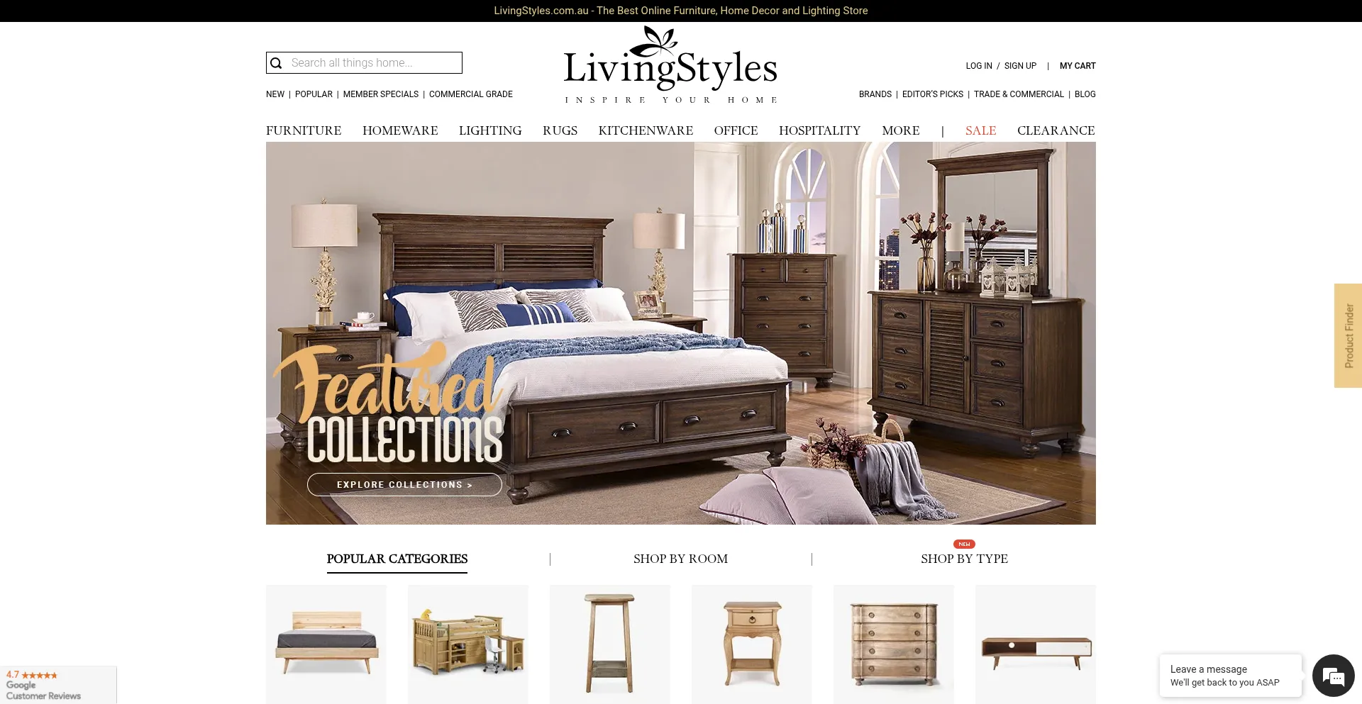 Website screenshot of Livingstyles.com.au