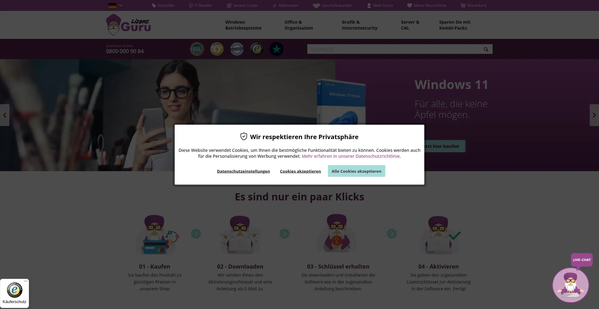 Website screenshot of Lizenzguru.de