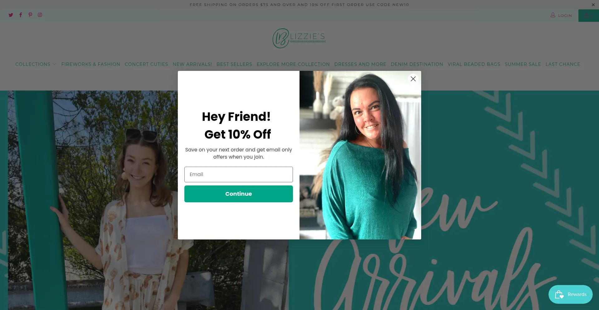 Website screenshot of Lizziesboutique.com