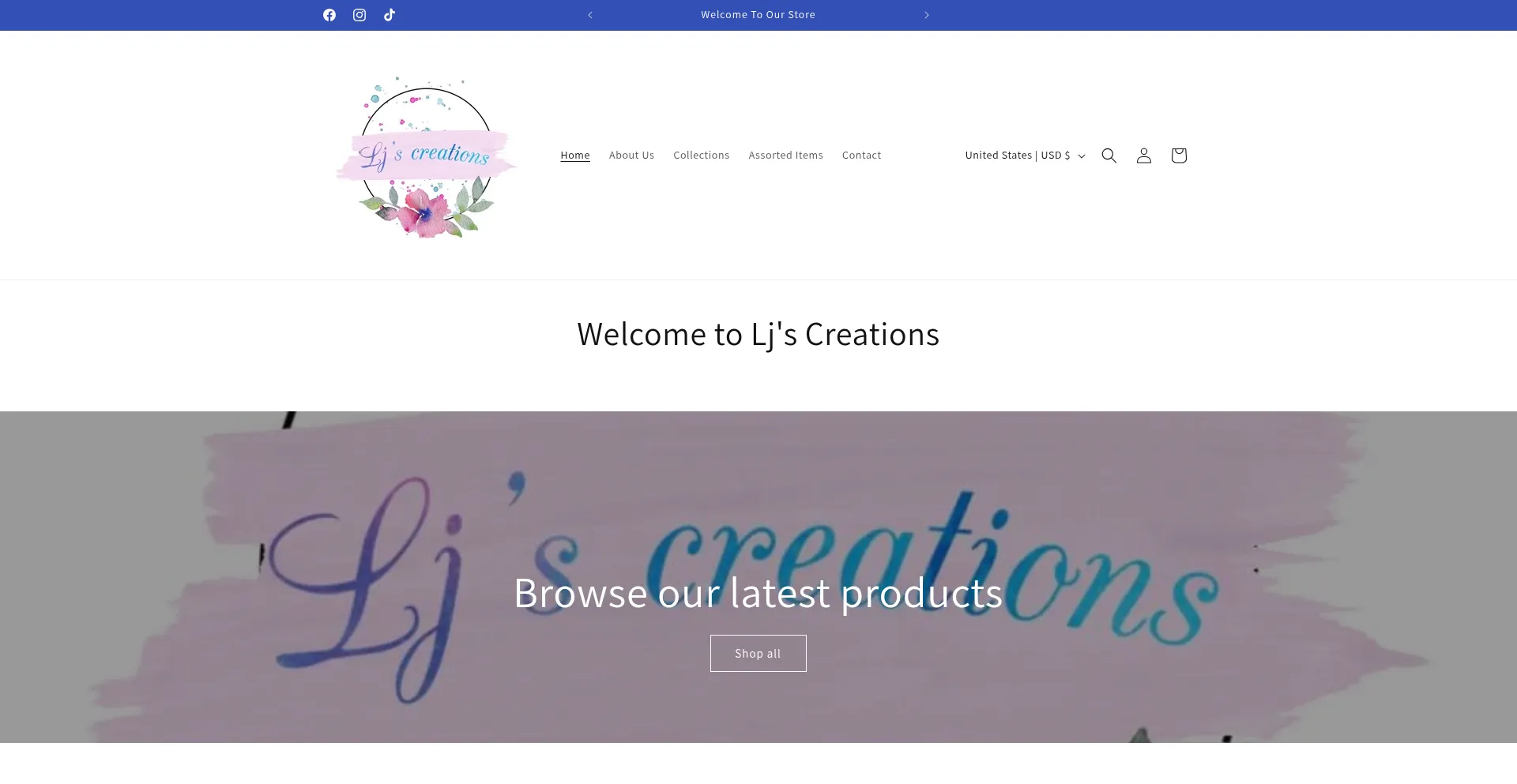 Website screenshot of Ljscreations.uk