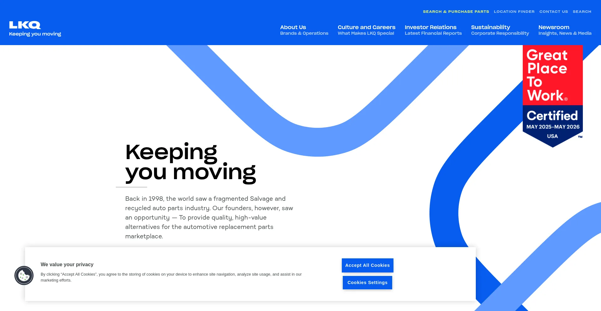 Website screenshot of Lkqcorp.com