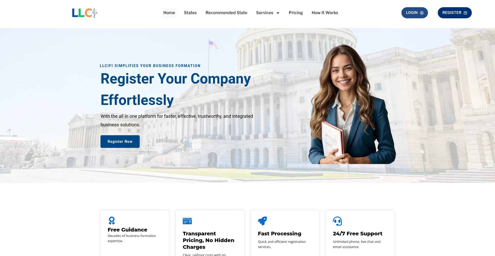 Website screenshot of Llcifi.com
