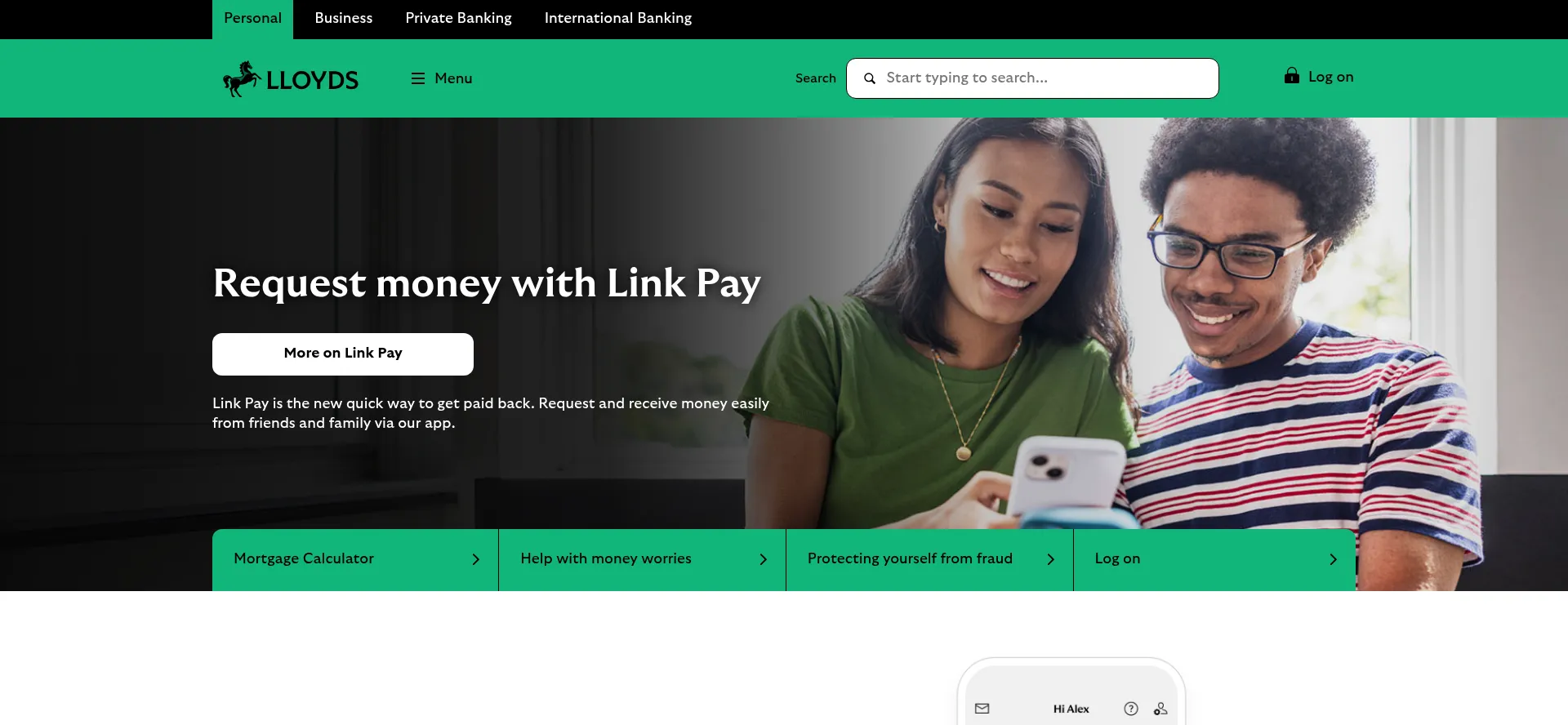 Website screenshot of Lloydsbank.com