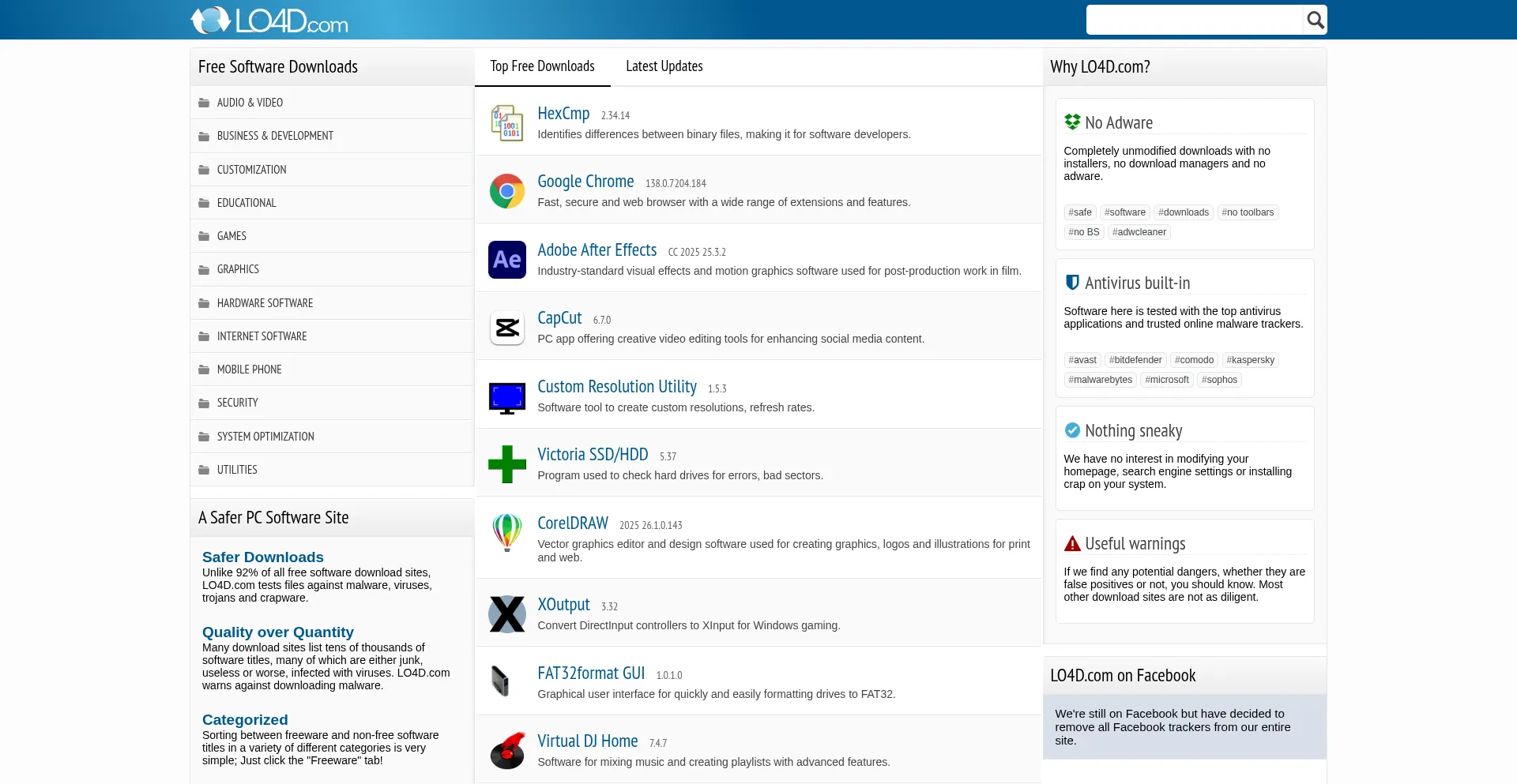 Website screenshot of Lo4d.com