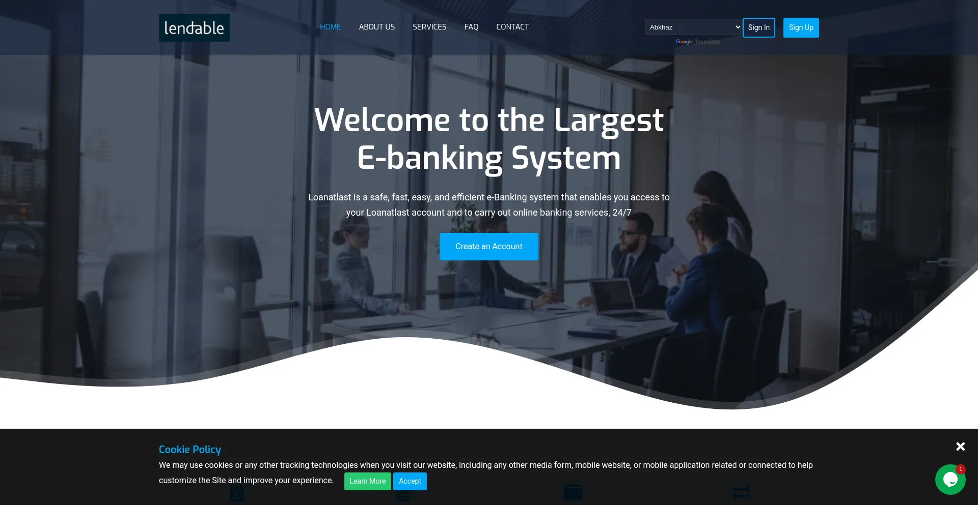 Website screenshot of Loanatlast.org