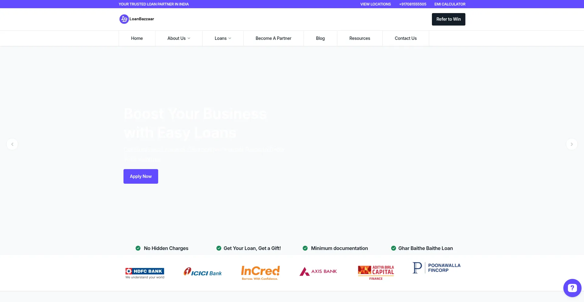 Website screenshot of Loanbazzaar.com