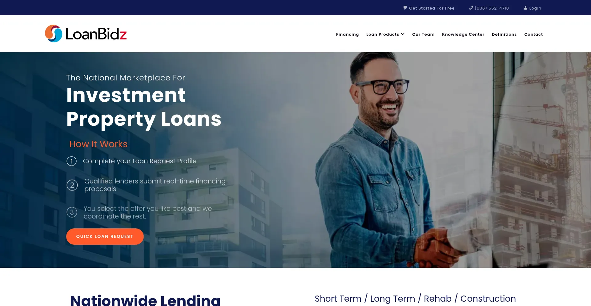 Website screenshot of Loanbidz.com
