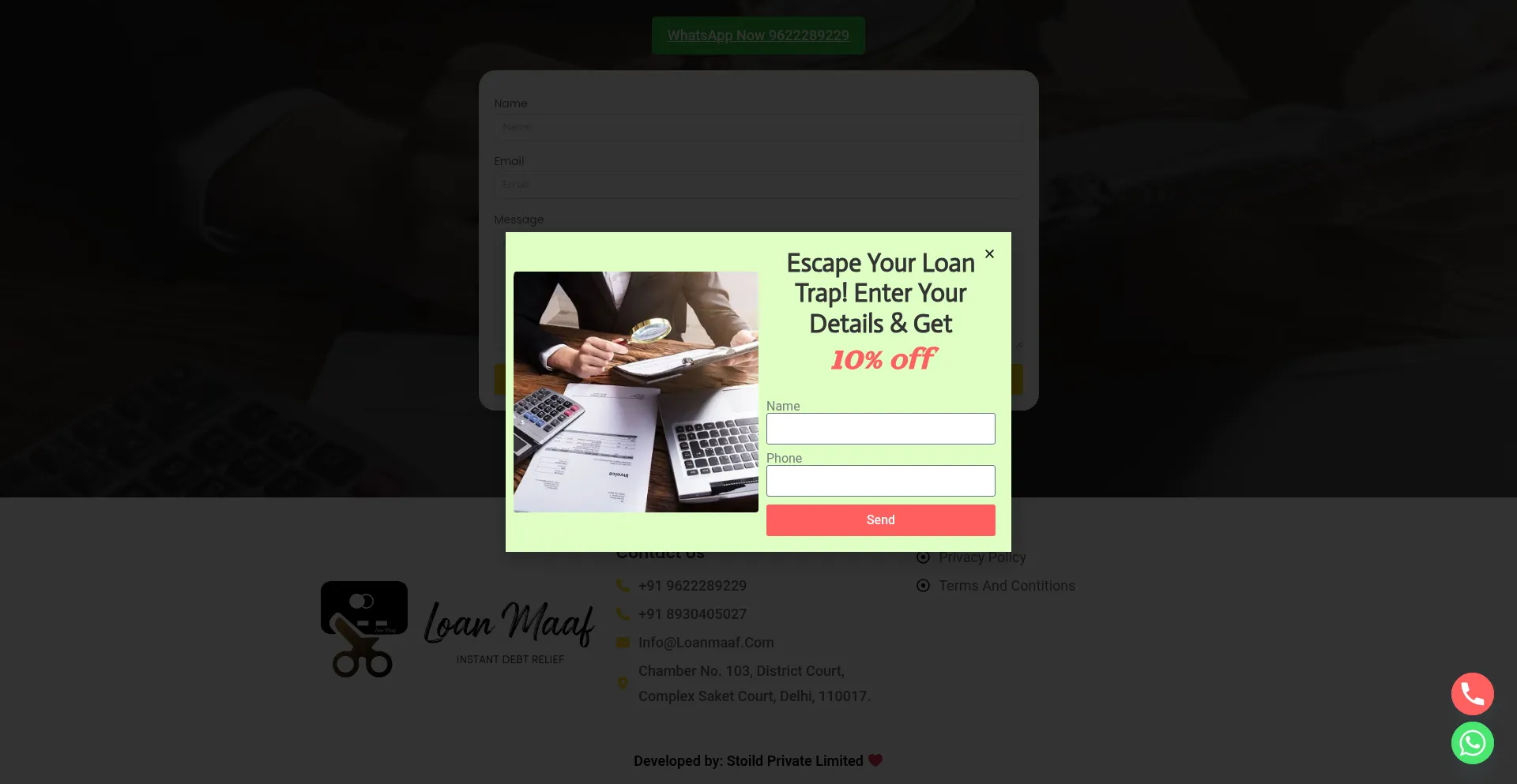 Website screenshot of Loanmaaf.com