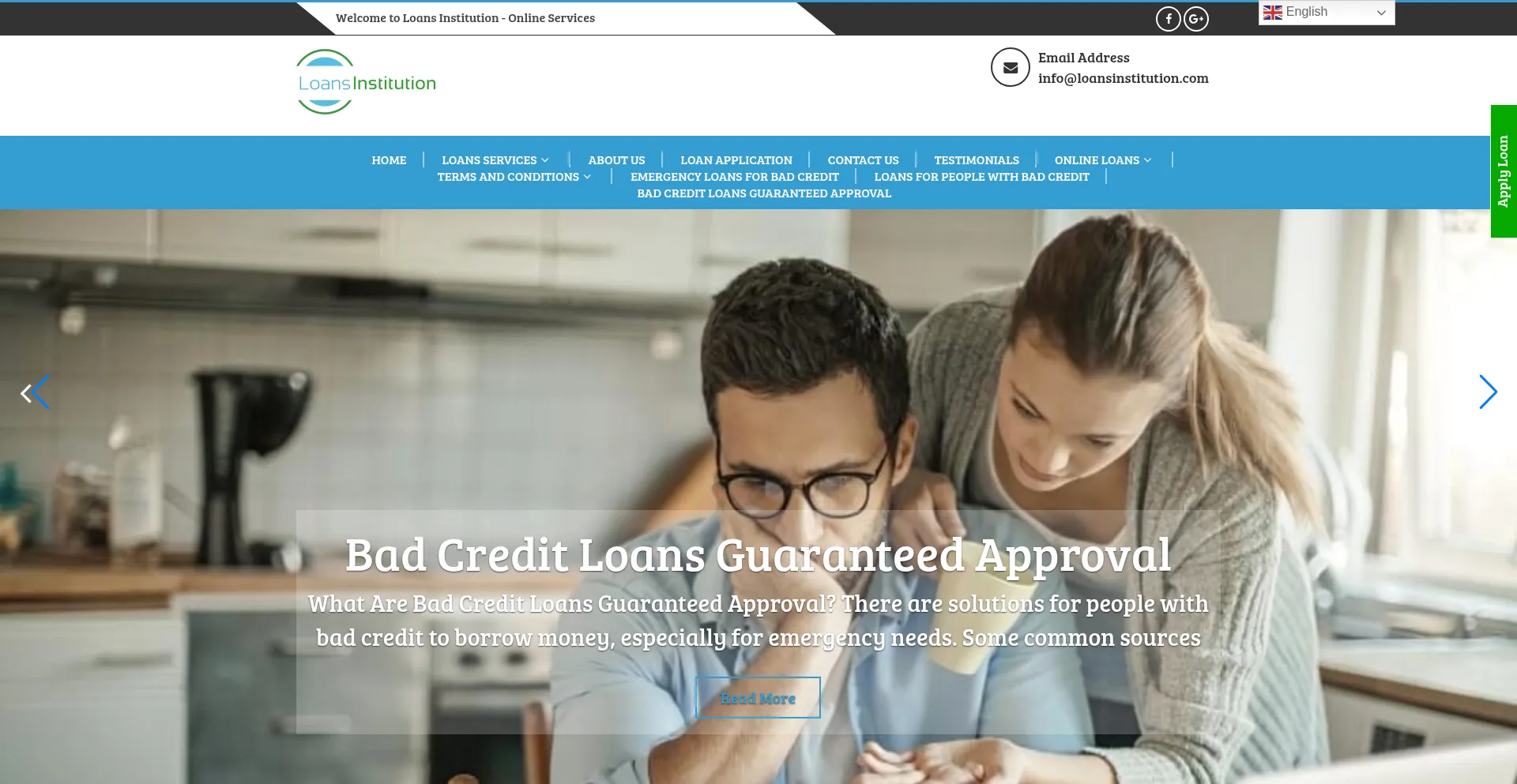 Website screenshot of Loansinstitution.com