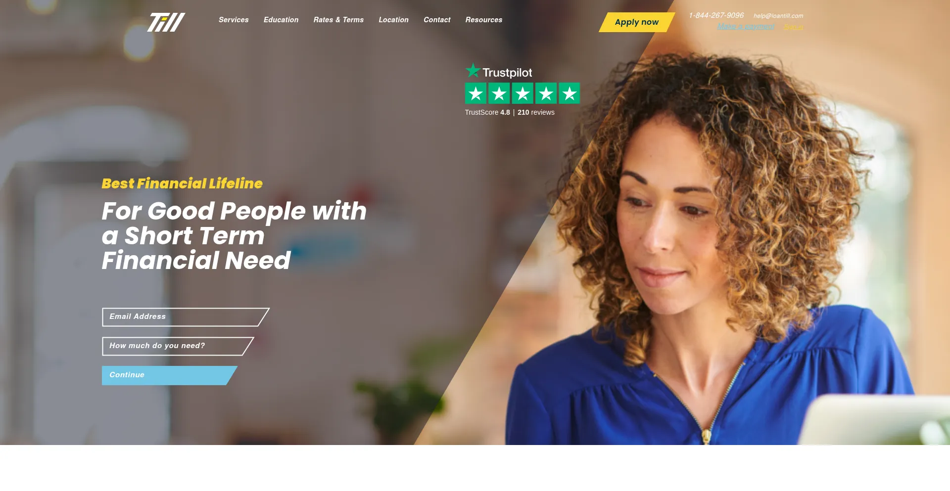 Website screenshot of Loantill.com