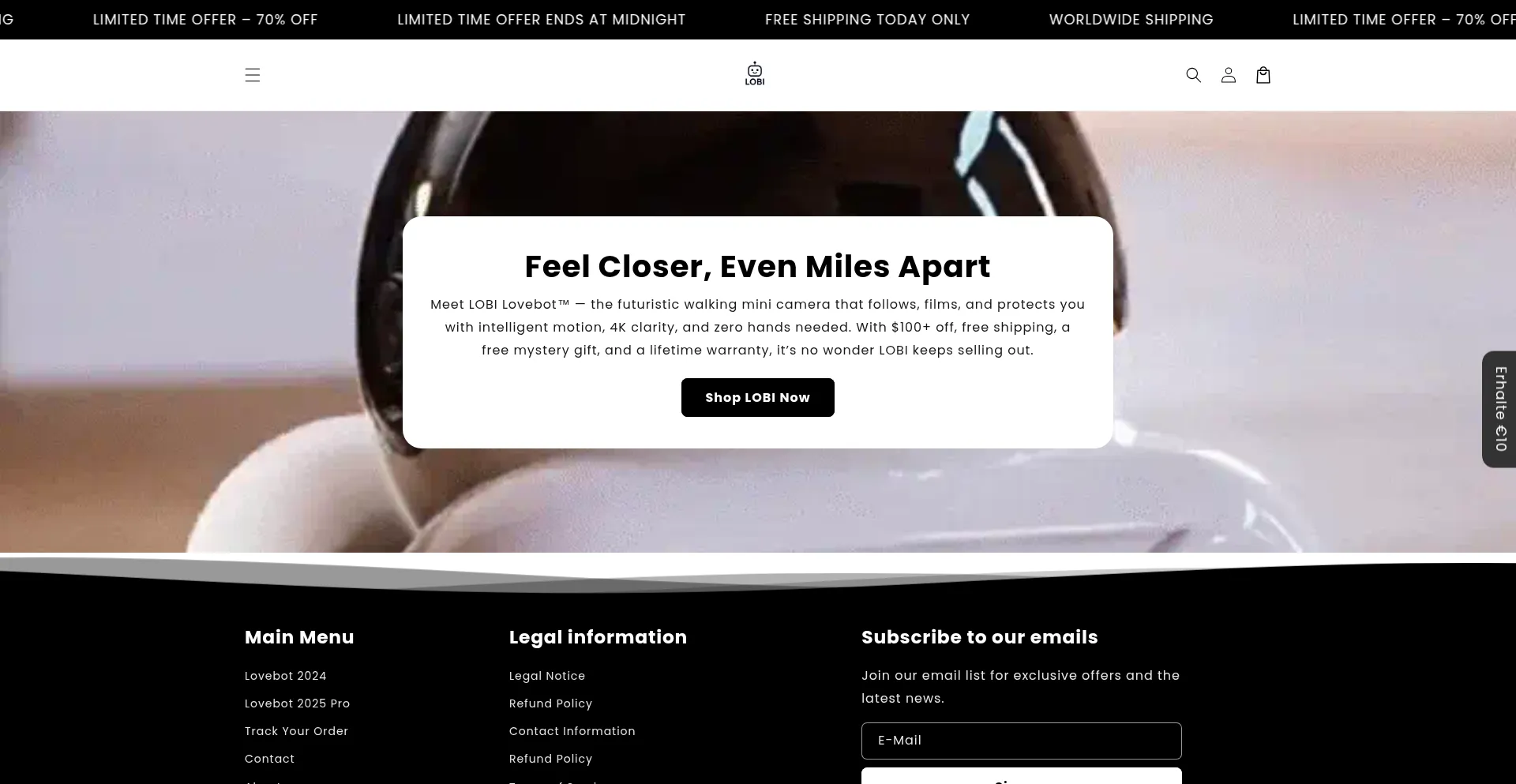 Website screenshot of Lobilovebot.com