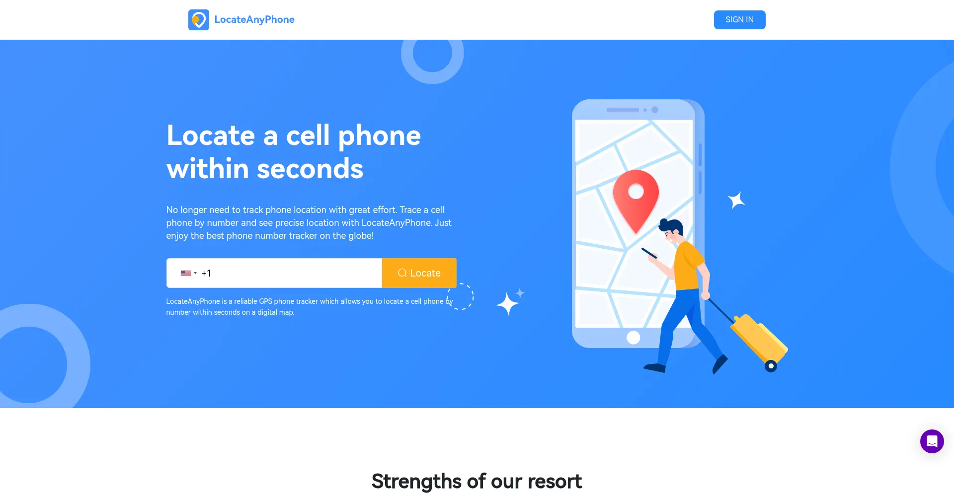 Website screenshot of Locateanyphone.net