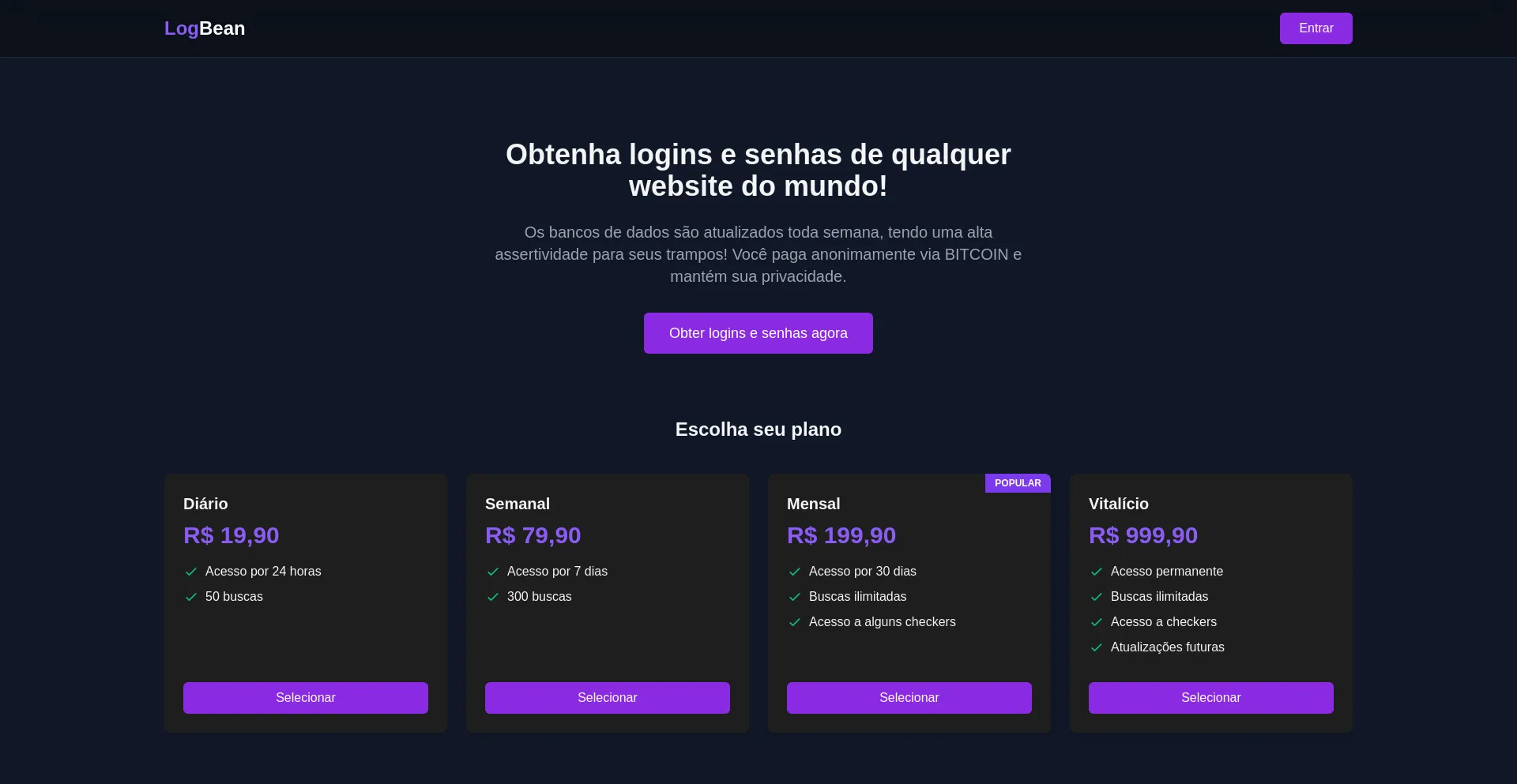 Website screenshot of Logbean.net