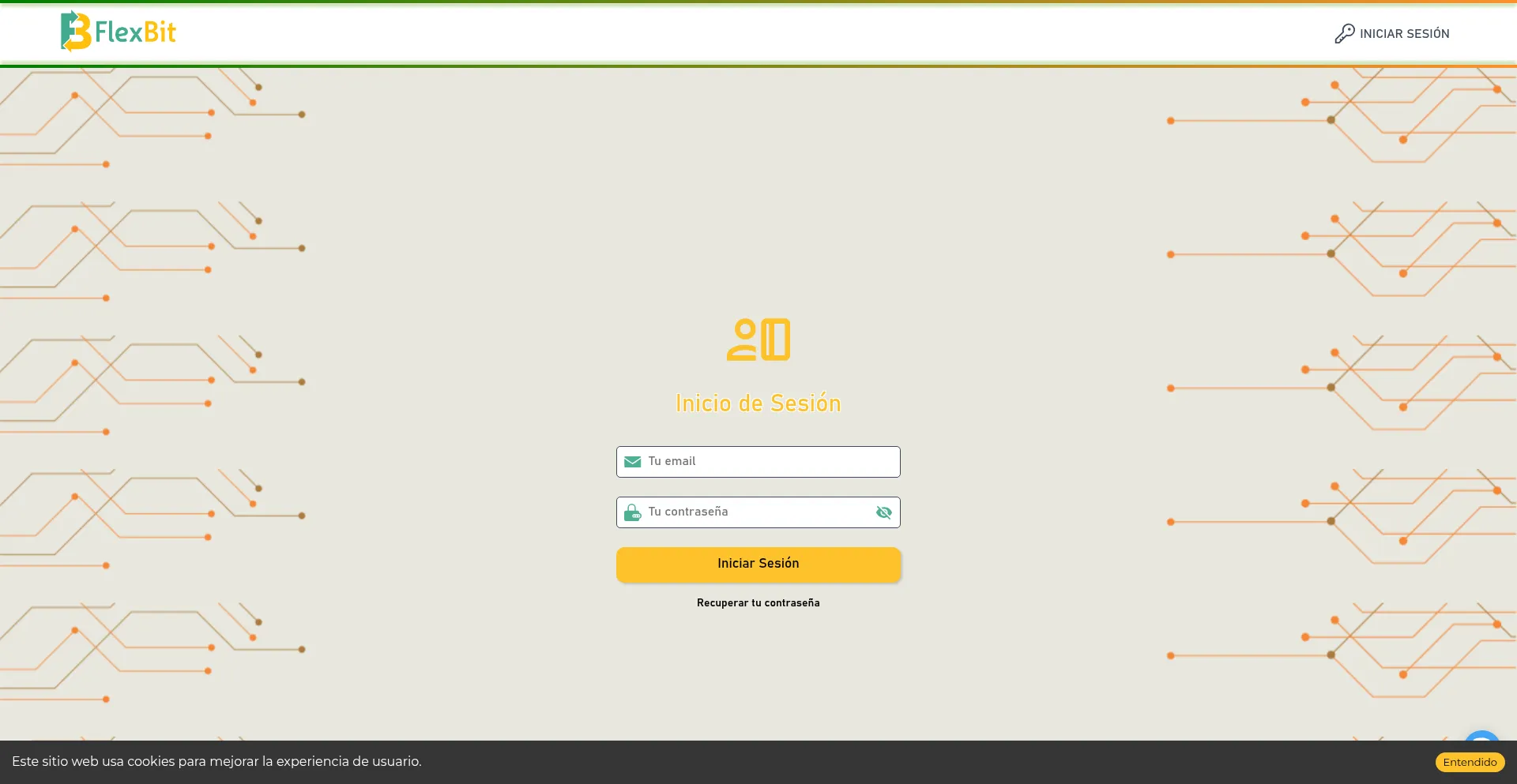 Website screenshot of Login.flexbit.app
