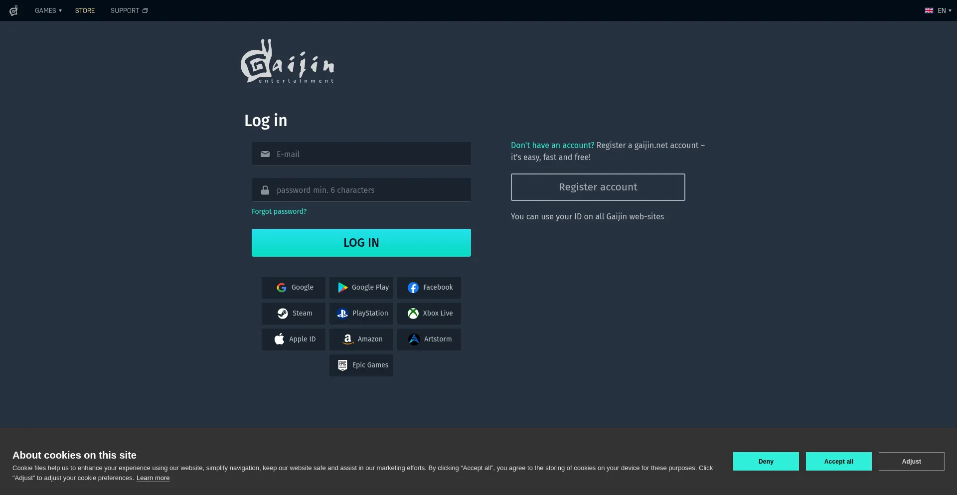 Login.gaijin.net