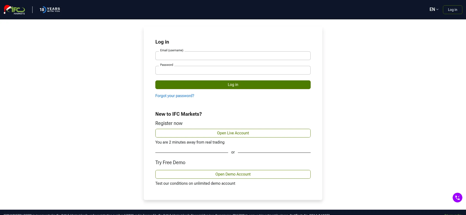 Website screenshot of Login.ifcmiran.asia