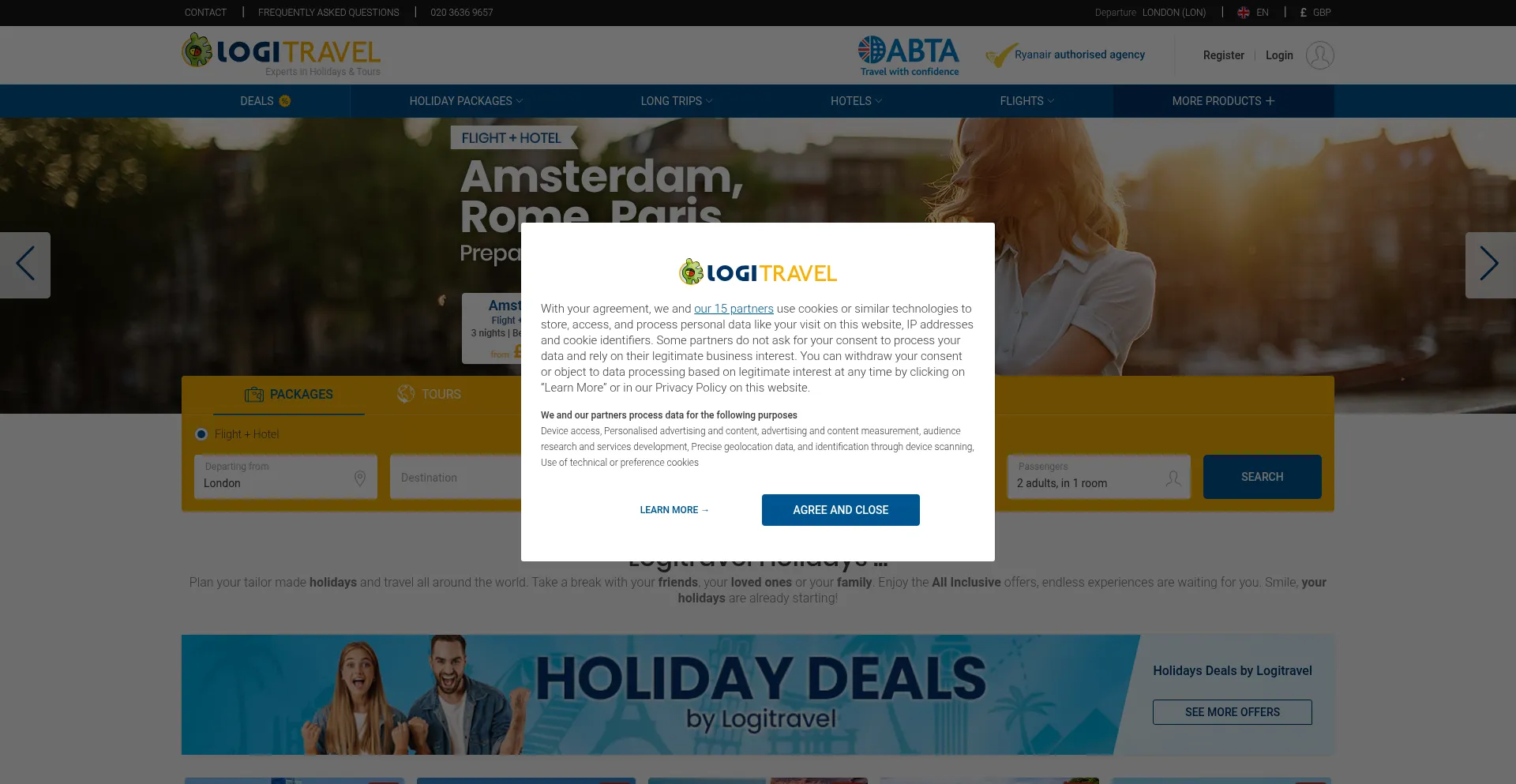 Website screenshot of Logitravel.co.uk