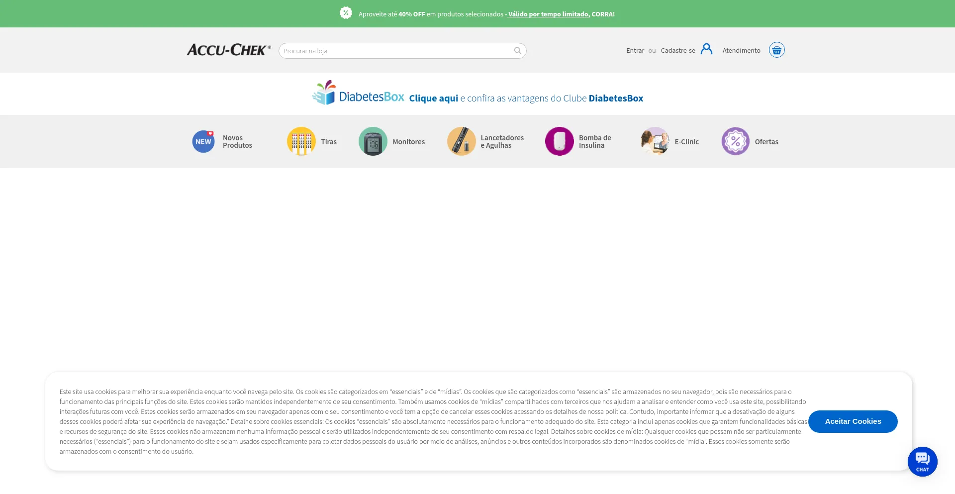 Website screenshot of Loja.accu-chek.com.br