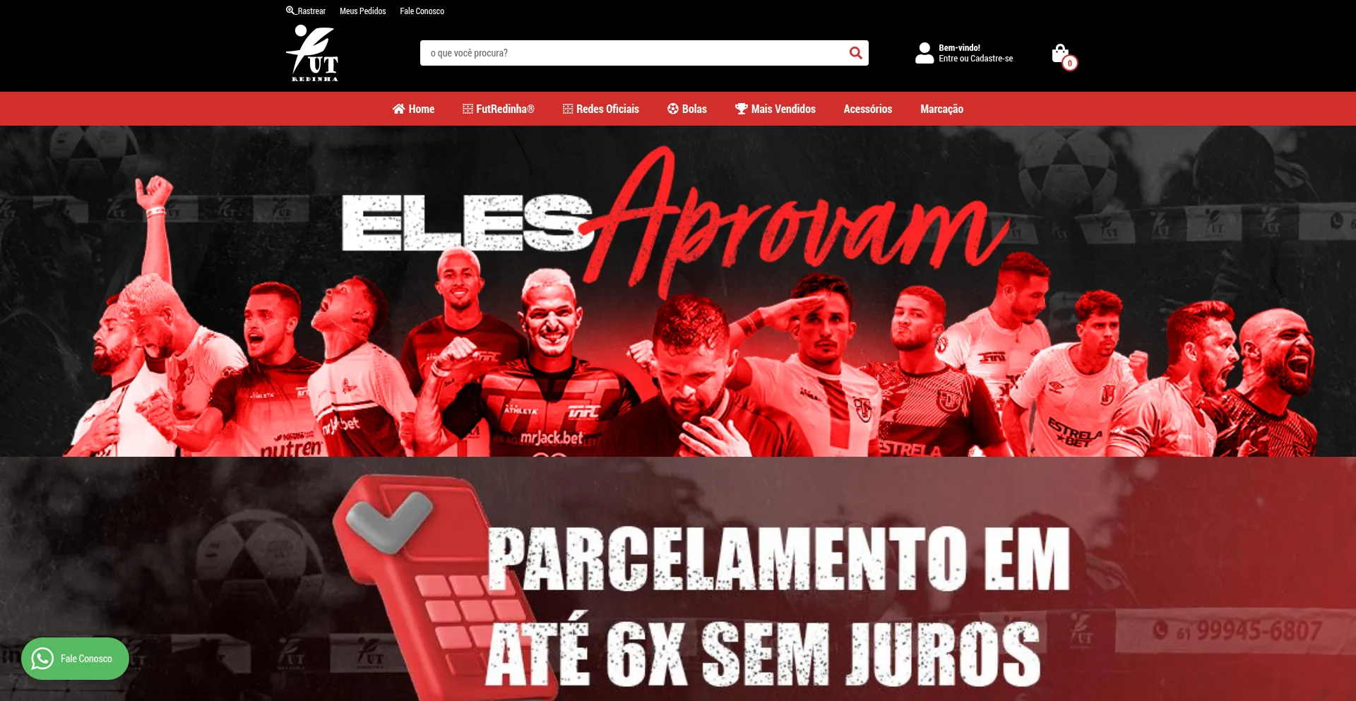 Website screenshot of Loja.futredinha.com.br