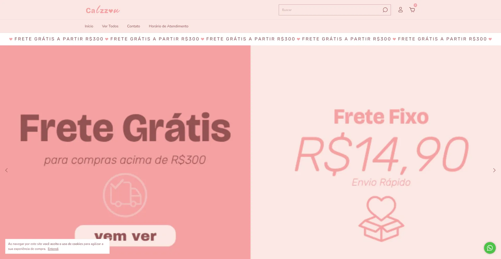 Website screenshot of Lojacalzzou.com.br
