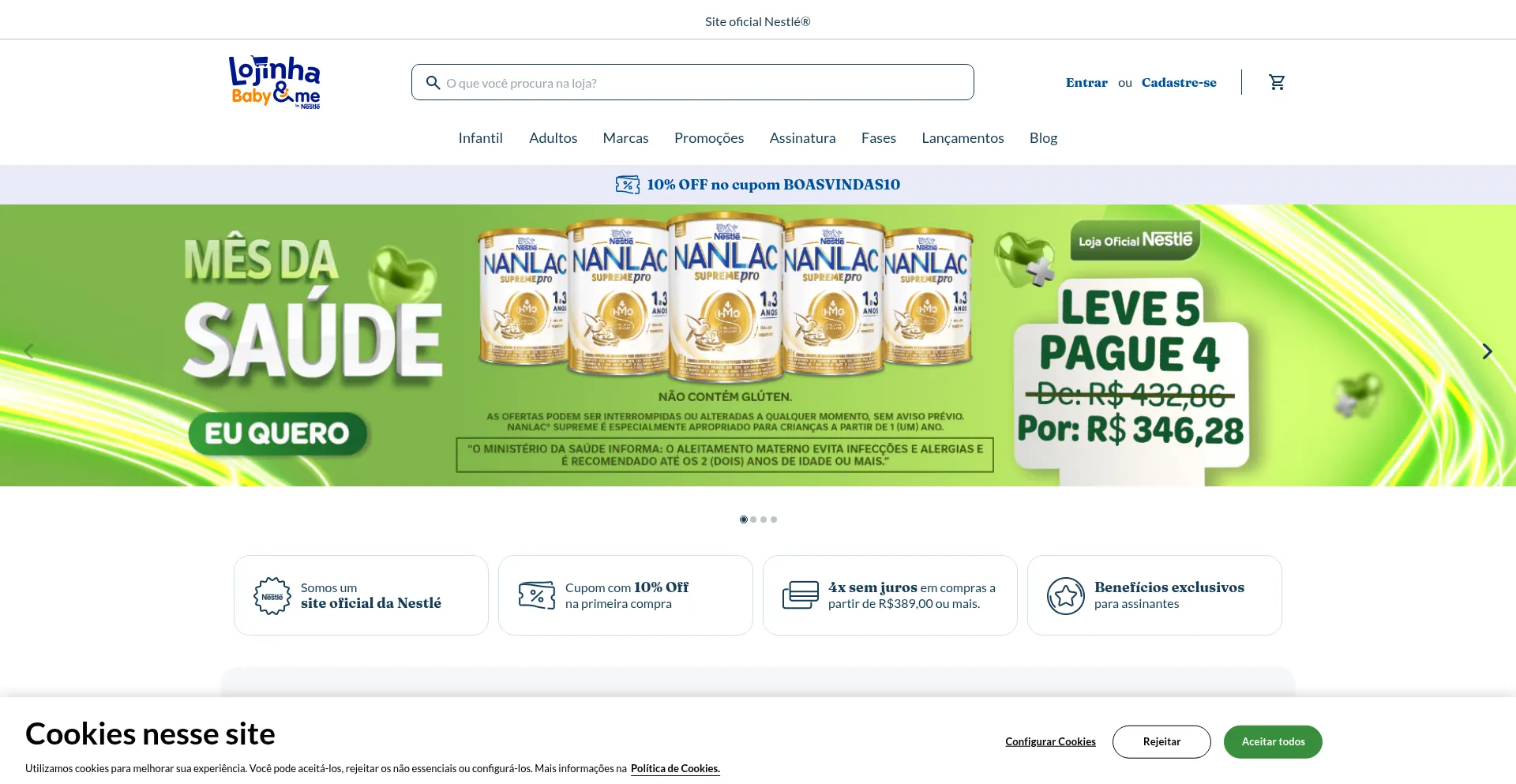 Website screenshot of Lojinhababyandme.com.br