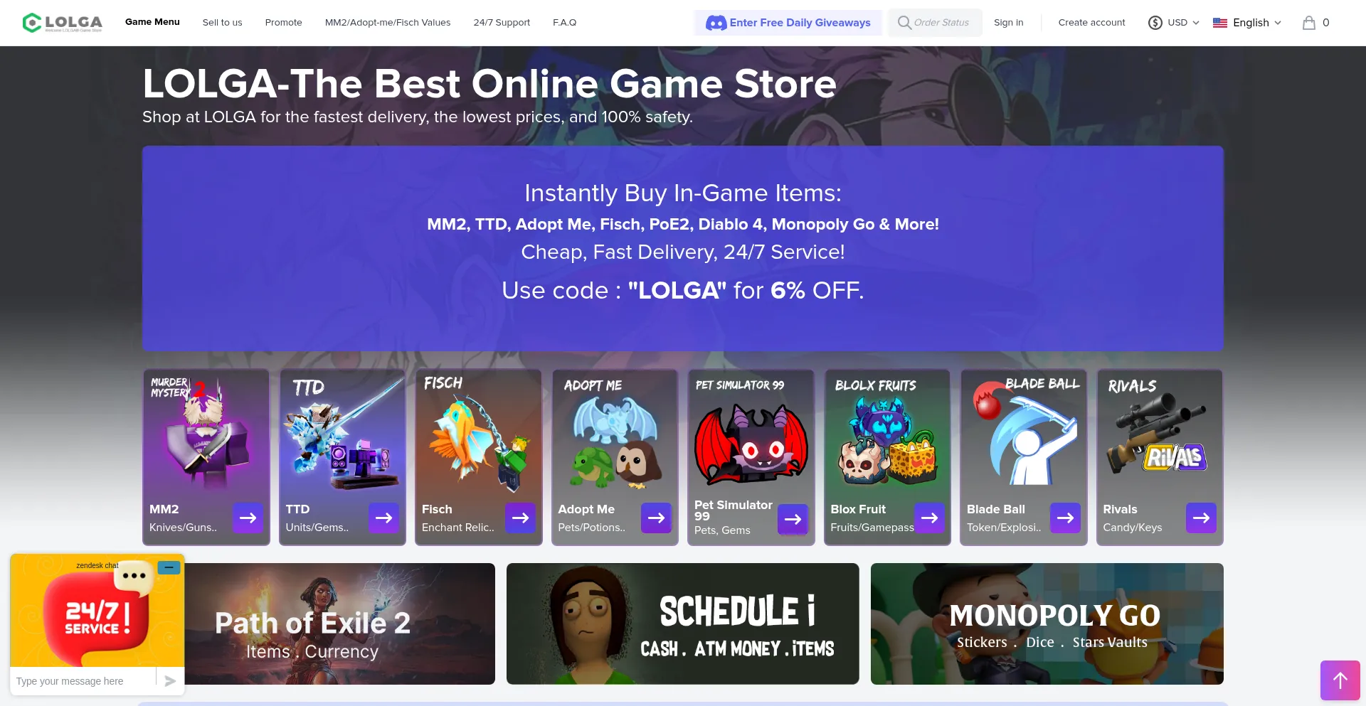 Website screenshot of Lolga.com