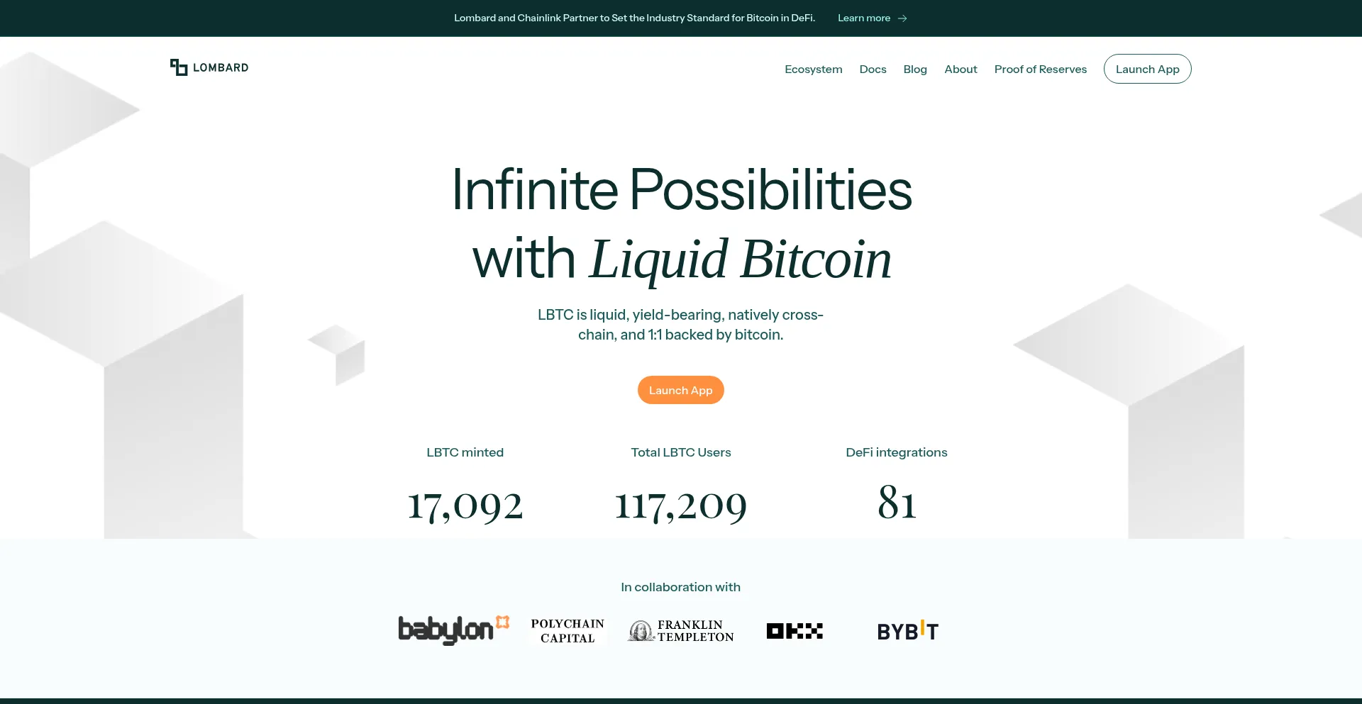 Website screenshot of Lombard.finance