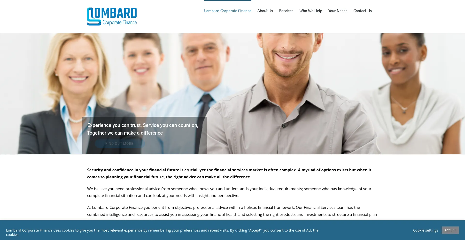 Website screenshot of Lombardcorporatefinance.com