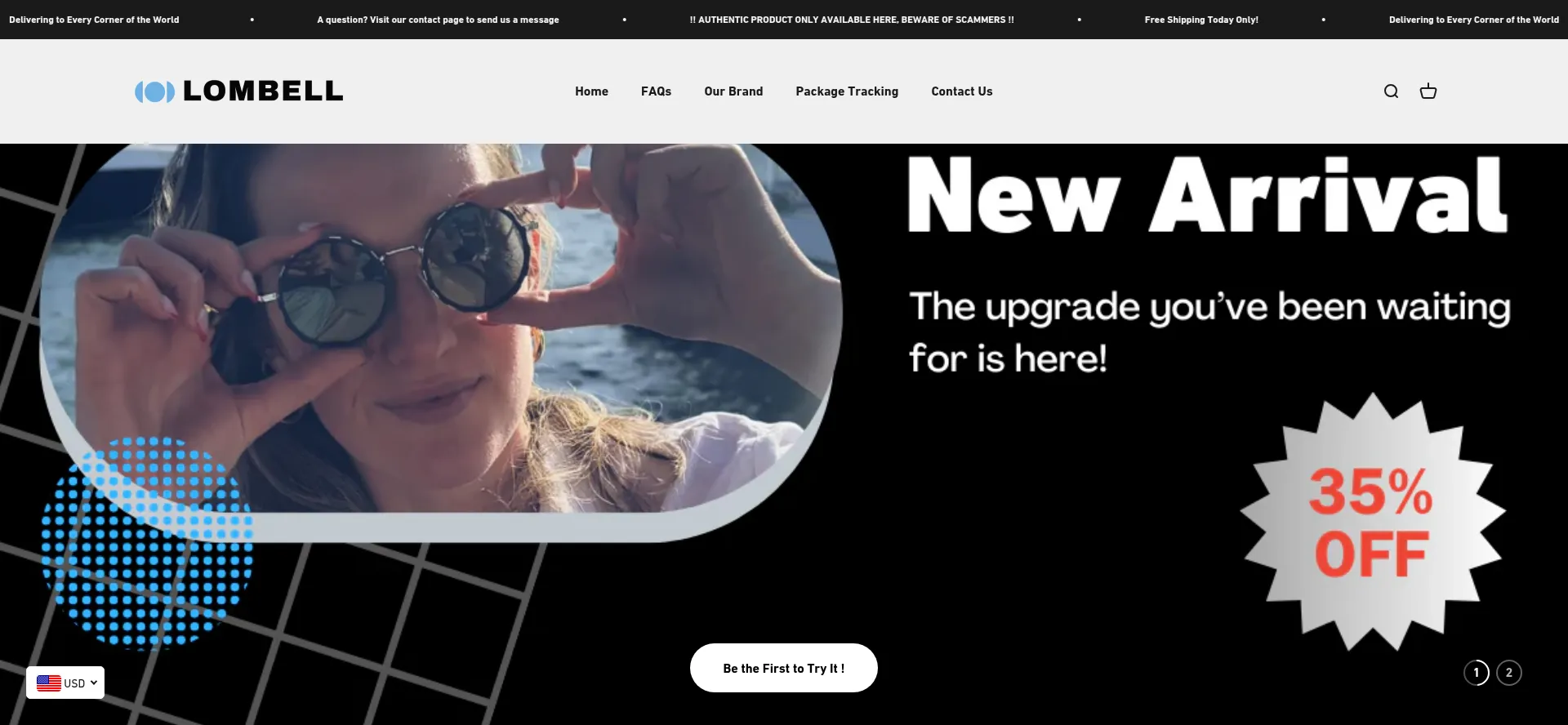 Website screenshot of Lombell.com
