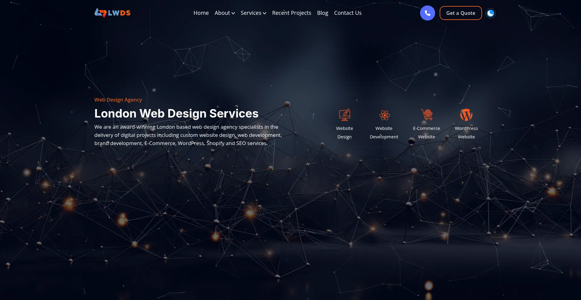 Website screenshot of Londonwebsitedesignservices.com