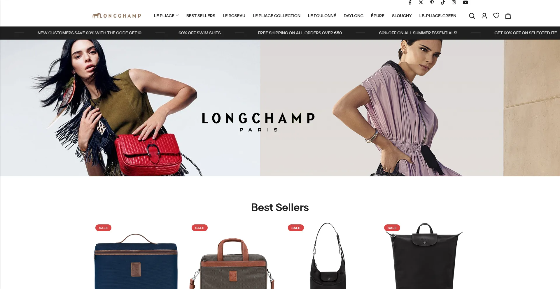 Website screenshot of Longchamp.eu.com