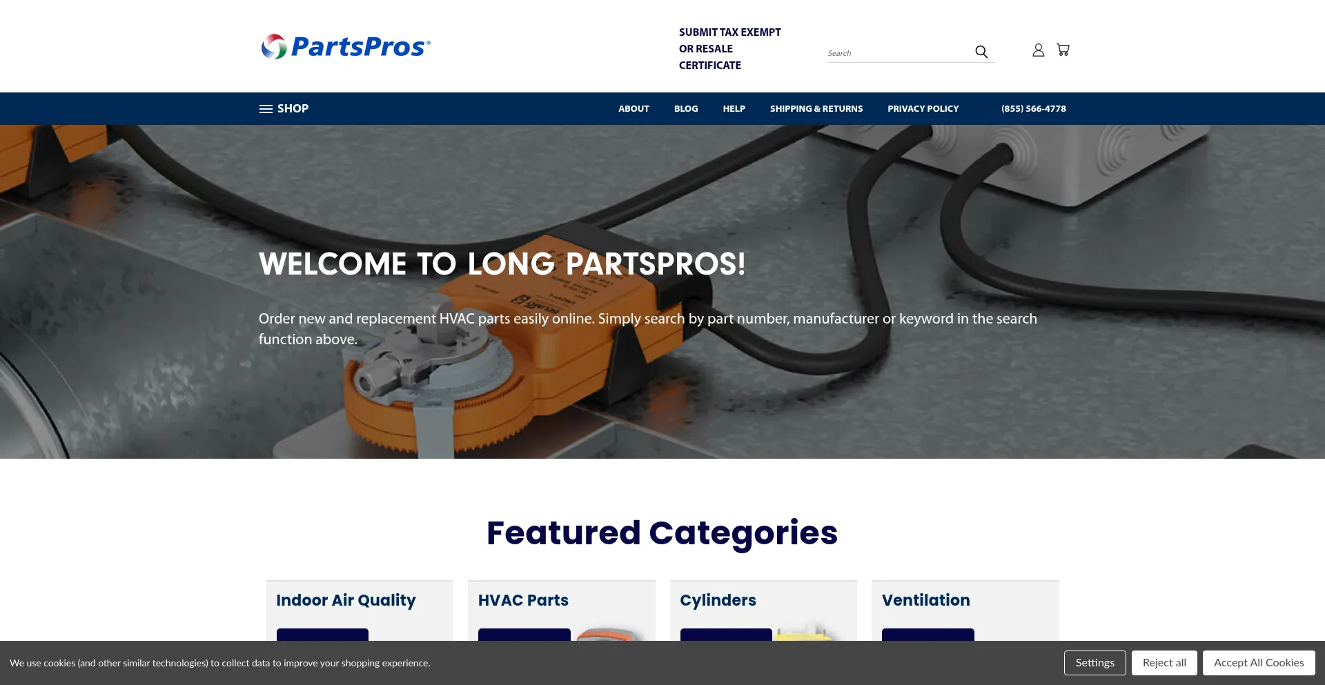 Website screenshot of Longpartspros.com