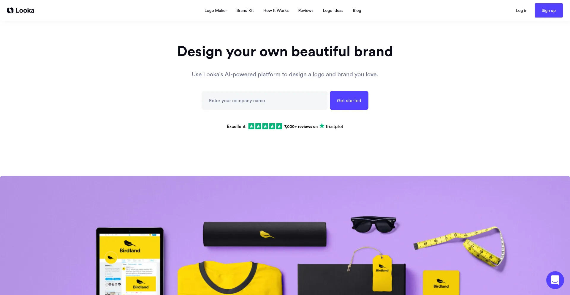 Website screenshot of Looka.com