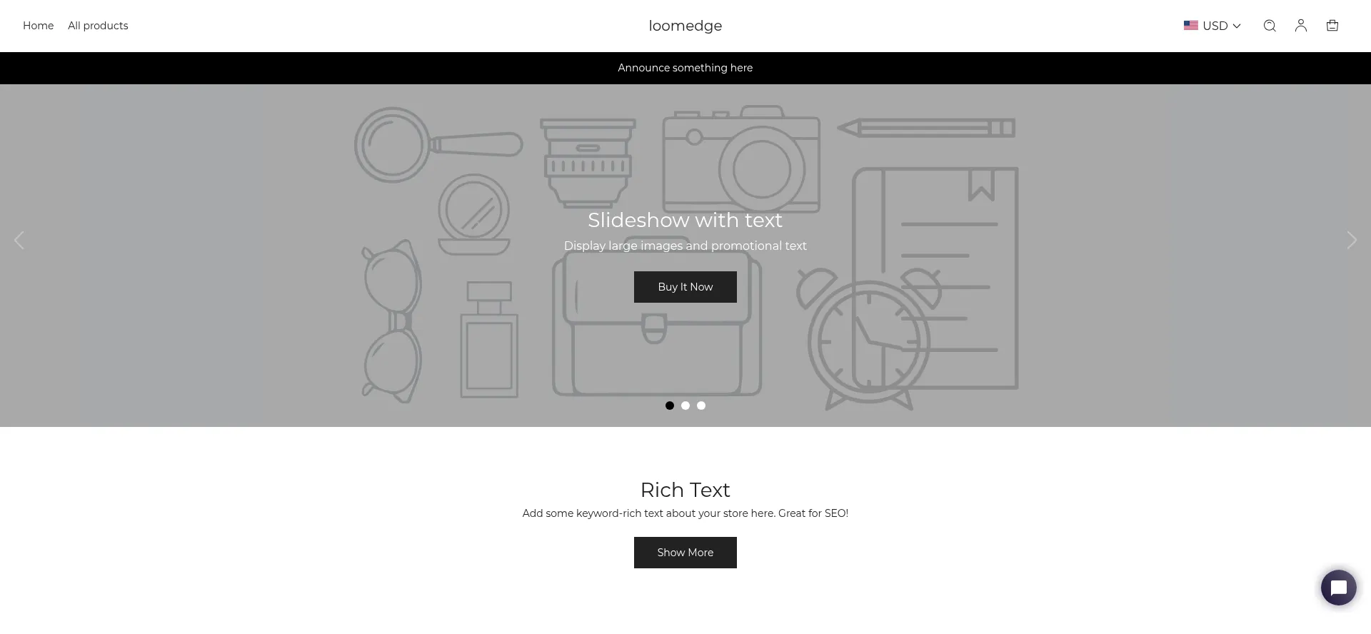 Website screenshot of Loomedge.com