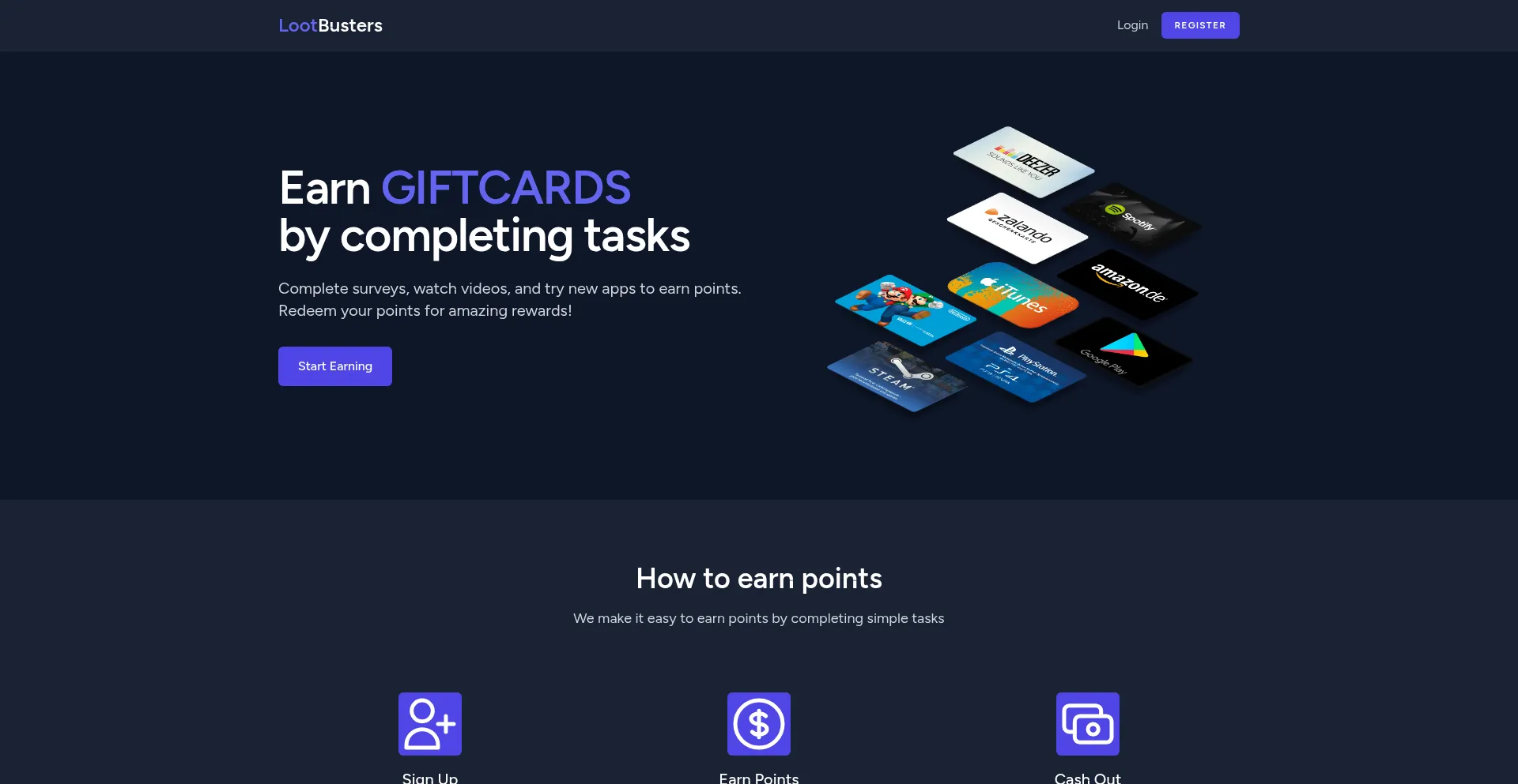 Website screenshot of Lootbusters.me