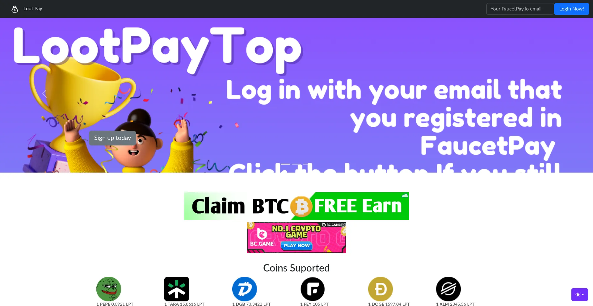 Website screenshot of Lootpay.top