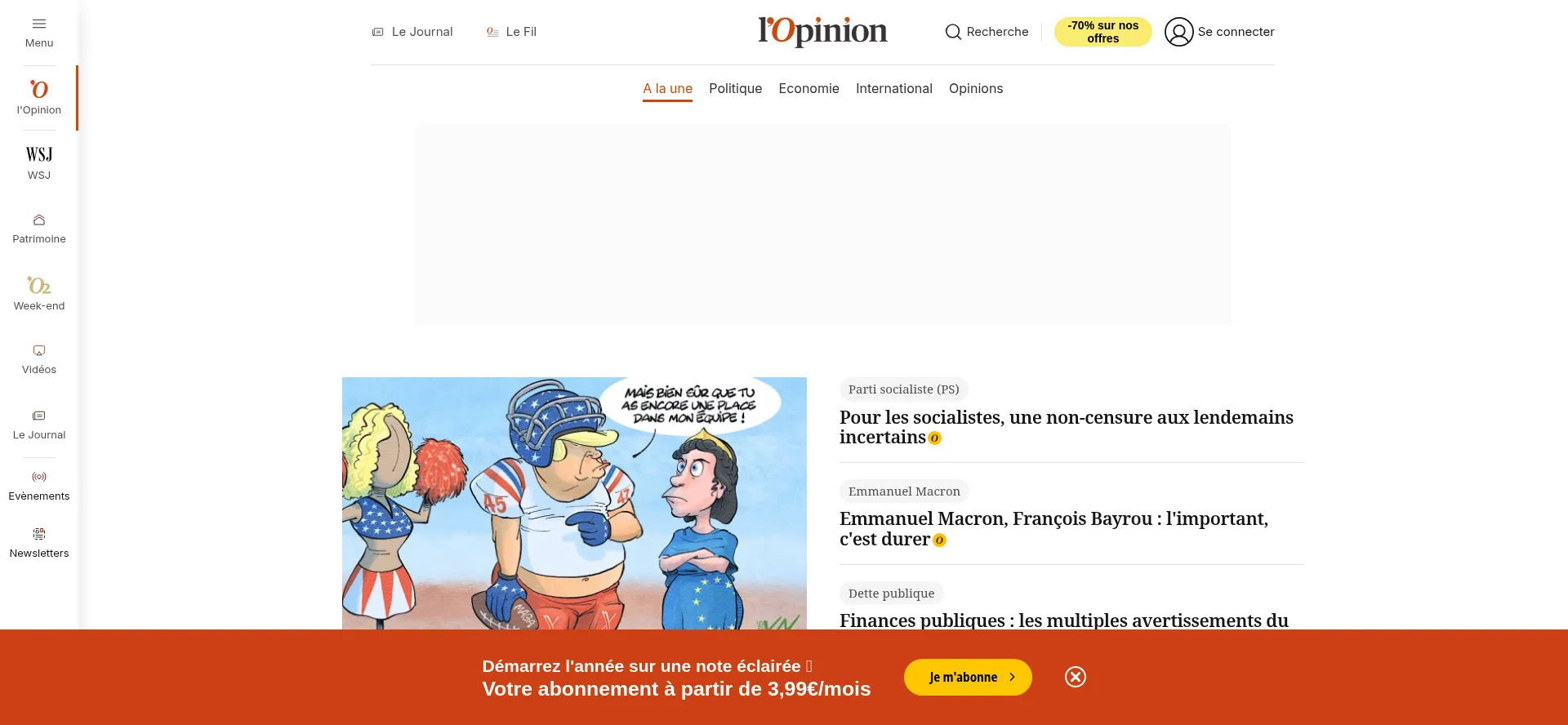 Website screenshot of Lopinion.fr