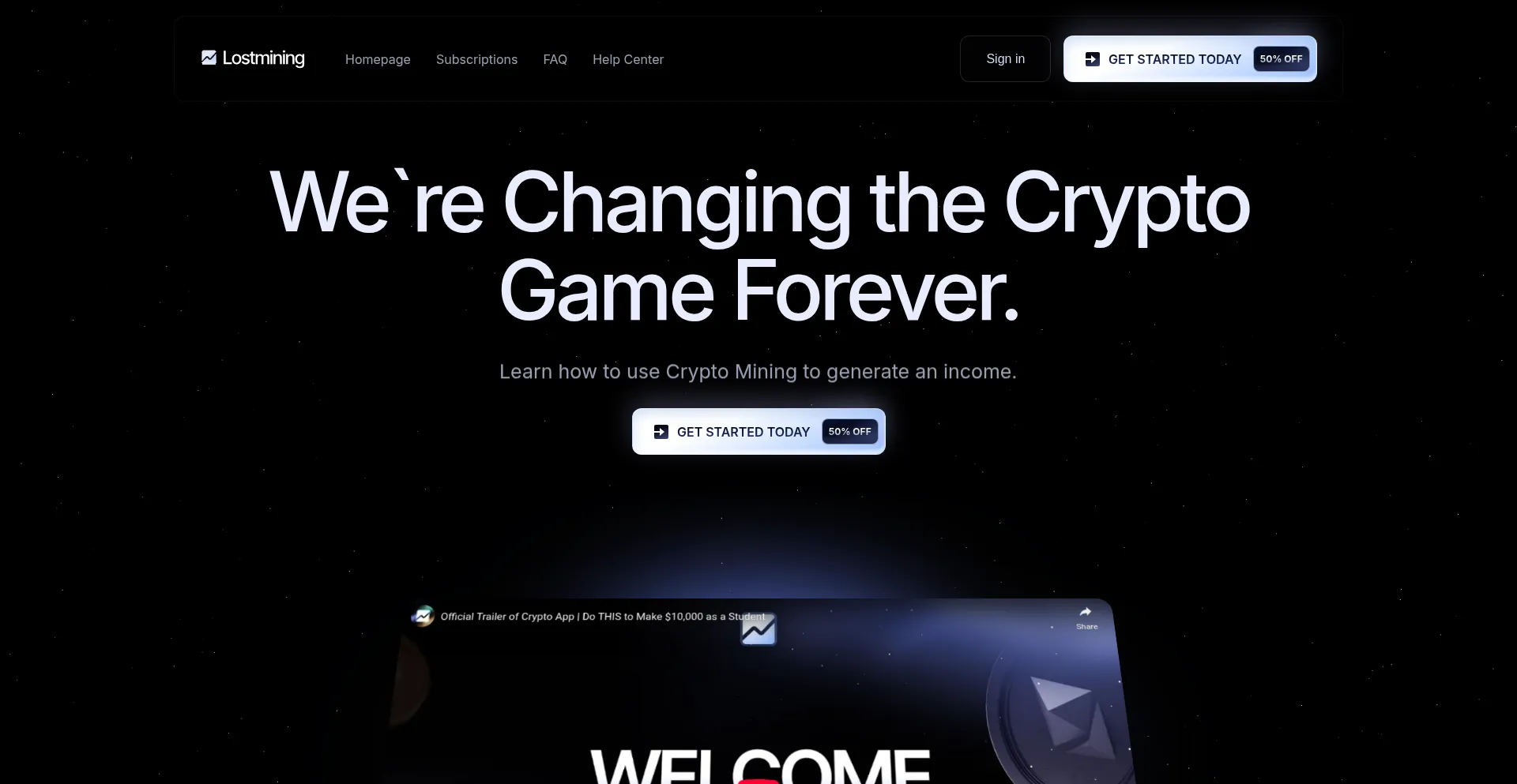 Website screenshot of Lostmining.com