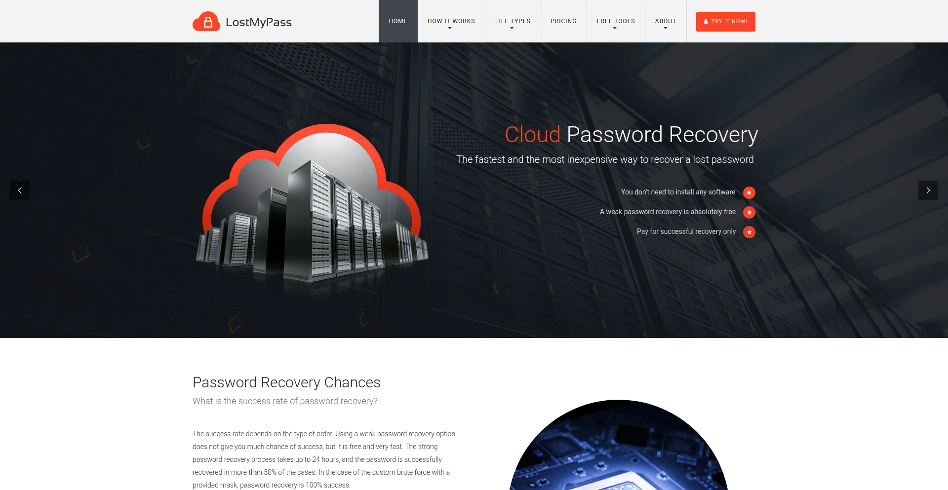 Website screenshot of Lostmypass.com