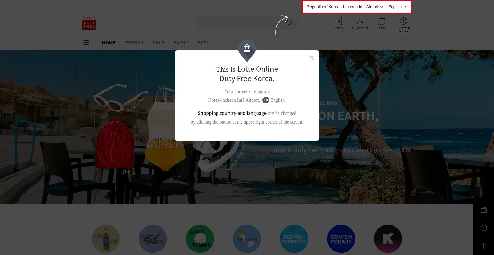 Website screenshot of Lottedfs.com
